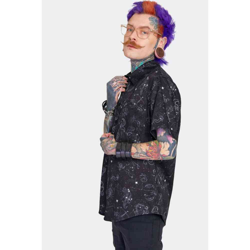 Jawbreaker - Zodiac constellation button up Shirt - Black
